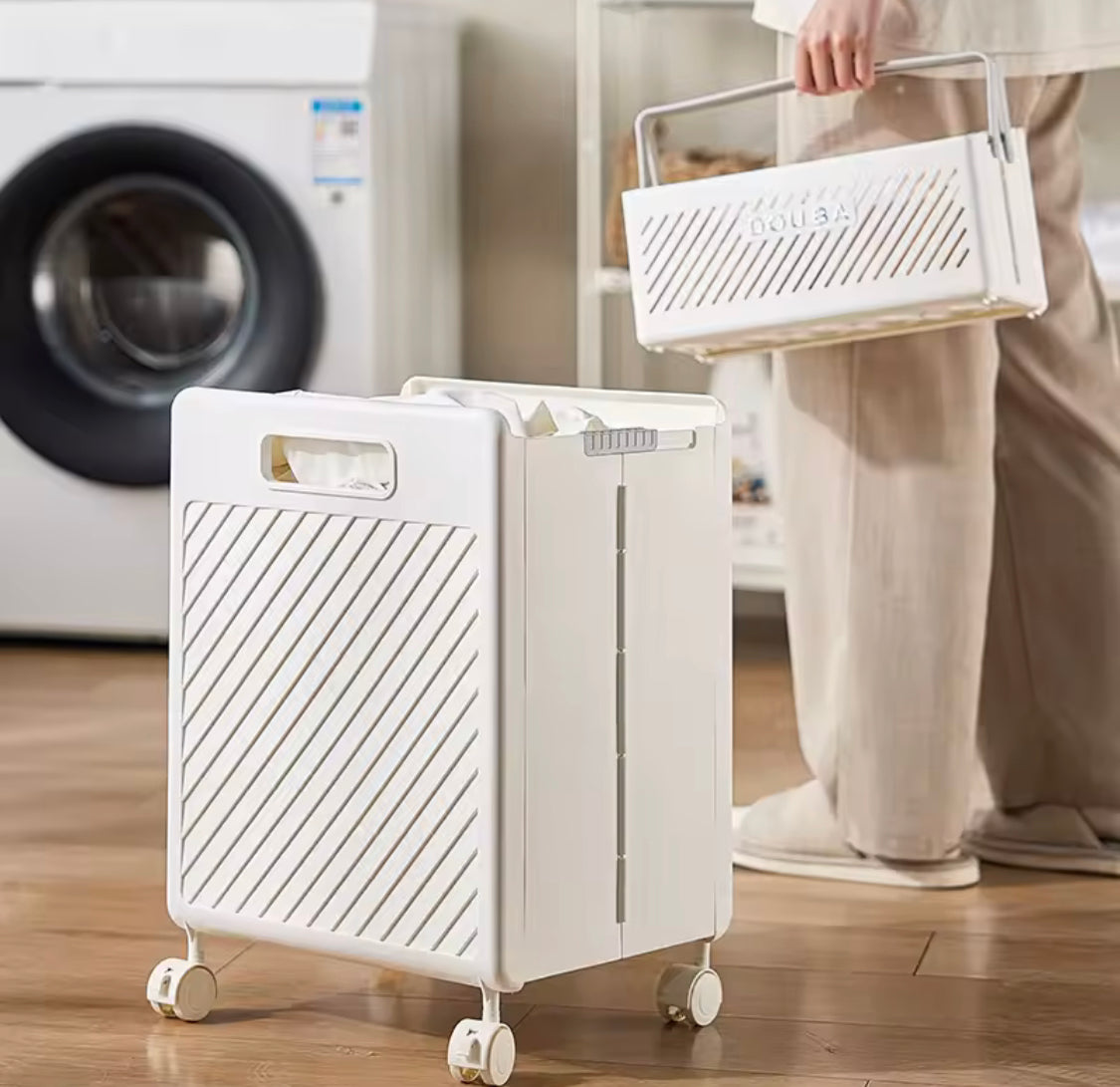 Foldable Clothes Storage Basket With Wheels, Multifunctional Laundry Basket, Household Large Capacity Bathroom Storage Basket Foldable Clothes Storage Basket With Wheels, Multifunctional Laundry Basket, Household Large Capacity Bathroom Storage Basket